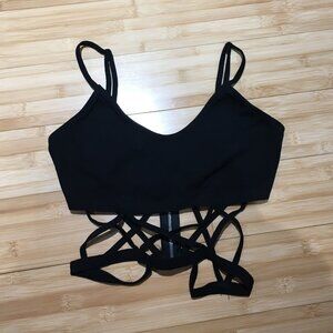 NWOT SHEIN Black Zip Back Cutout Crisscross Cami Top